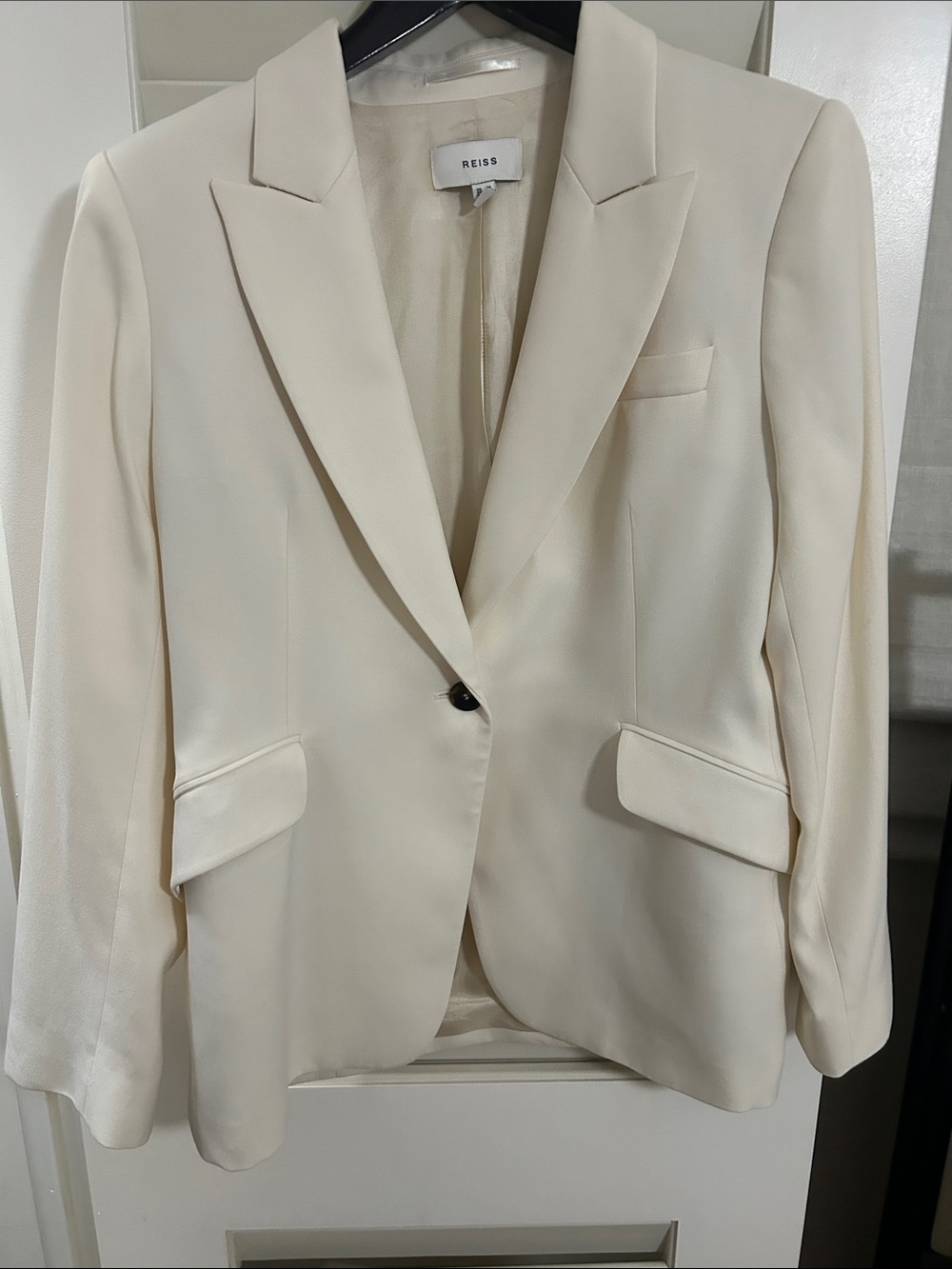 Reiss Cream Single-Button Notch Lapel Blazer